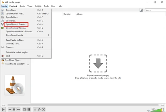 VLC Media Player streaming IPTV content on a Windows PC using an M3U playlist